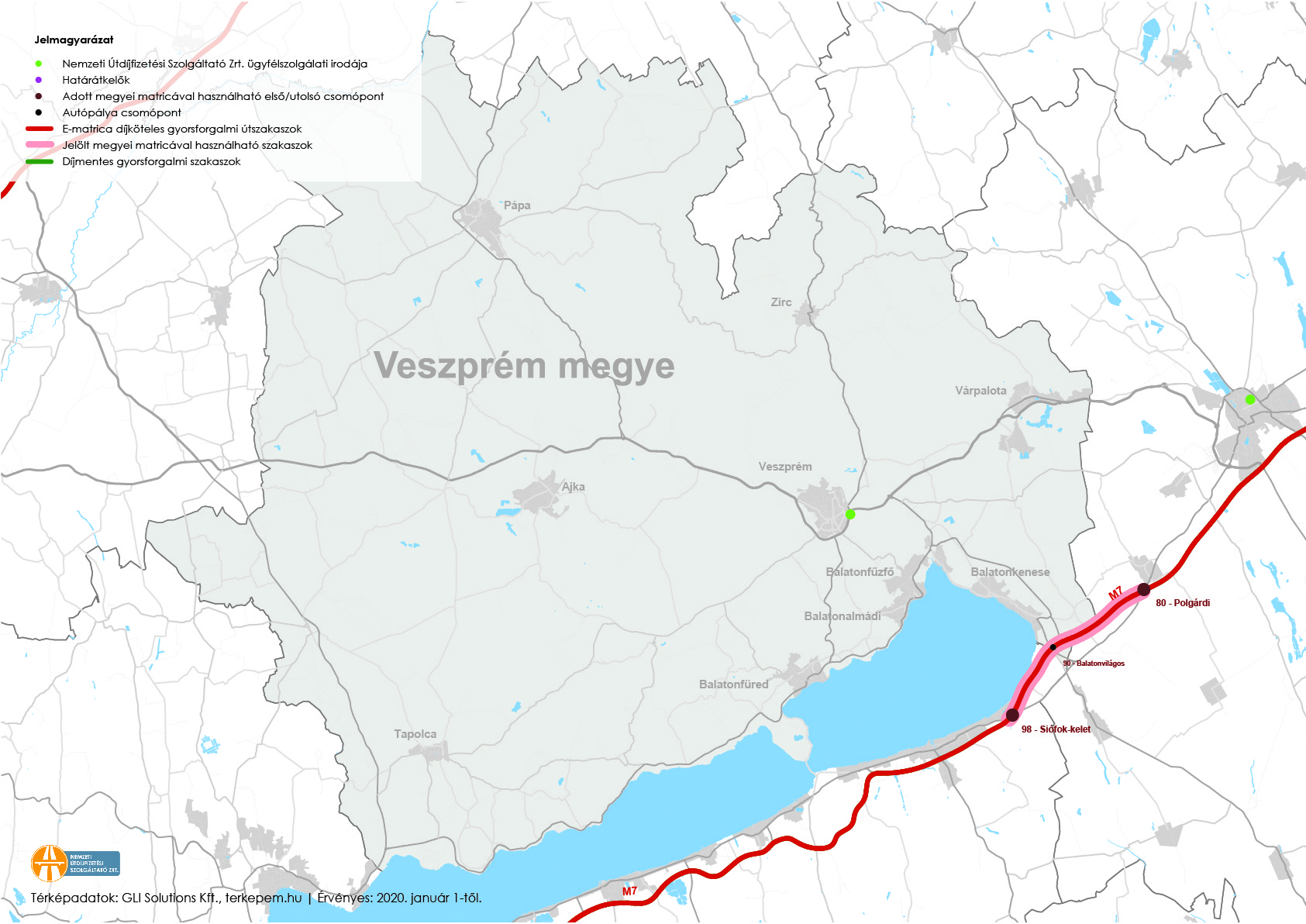 Fizetős utak Veszprém megye